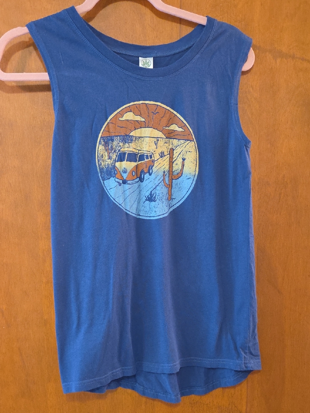 Soul Flower Blue Tank Top with Camper Van Graphic